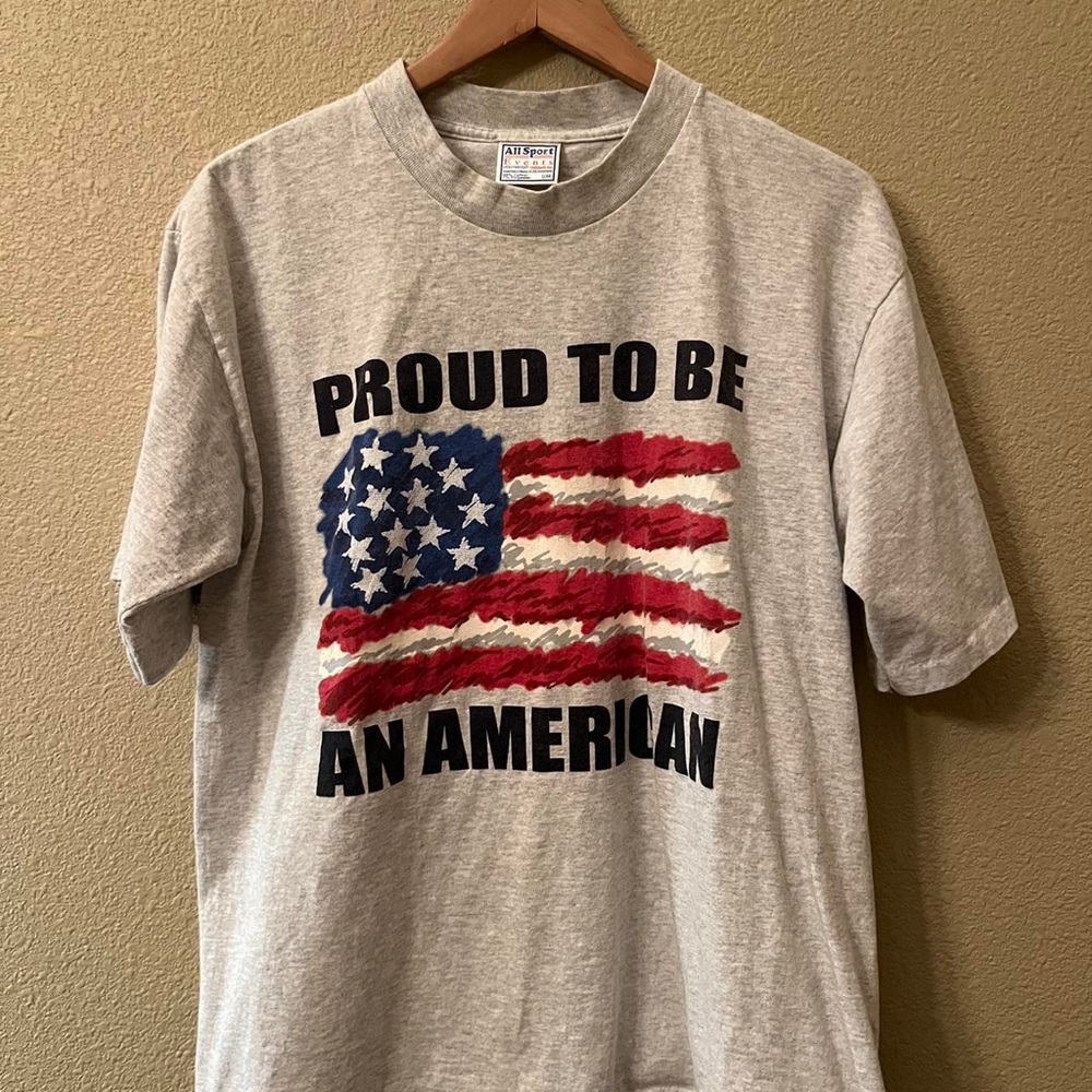 American Vintage Men's Grey and Blue T-shirt